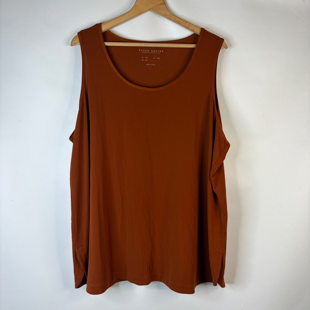 Susan Graver Tank Top Women 3XP Rust Modern Essentials Liquid Knit Sleeveless
